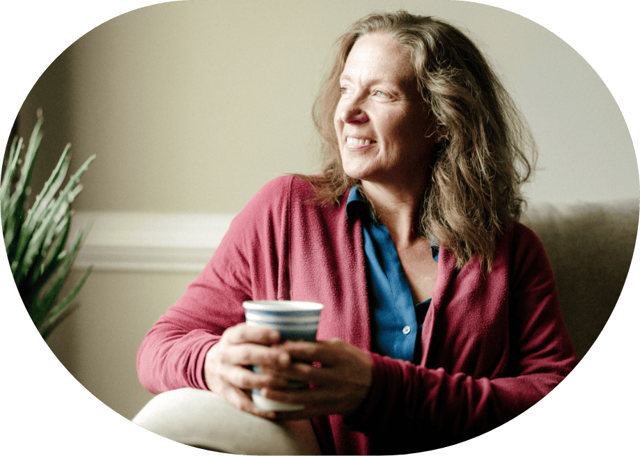 Counselor practicing self care with cup of tea